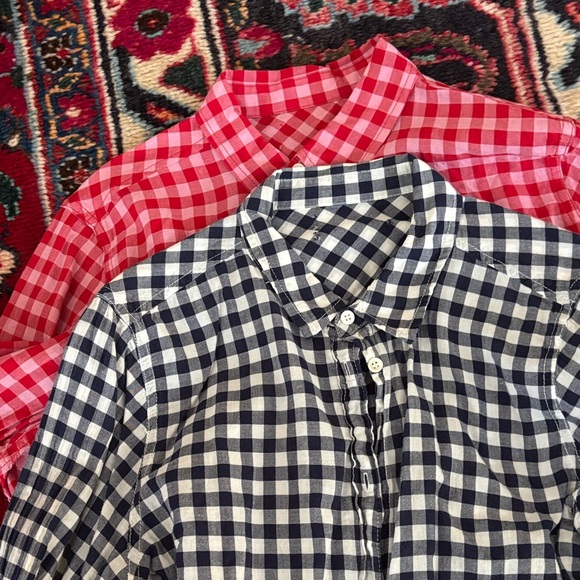J. Crew Gingham Button Down Shirts - Navy, Pink, Red - Picture 3 of 9